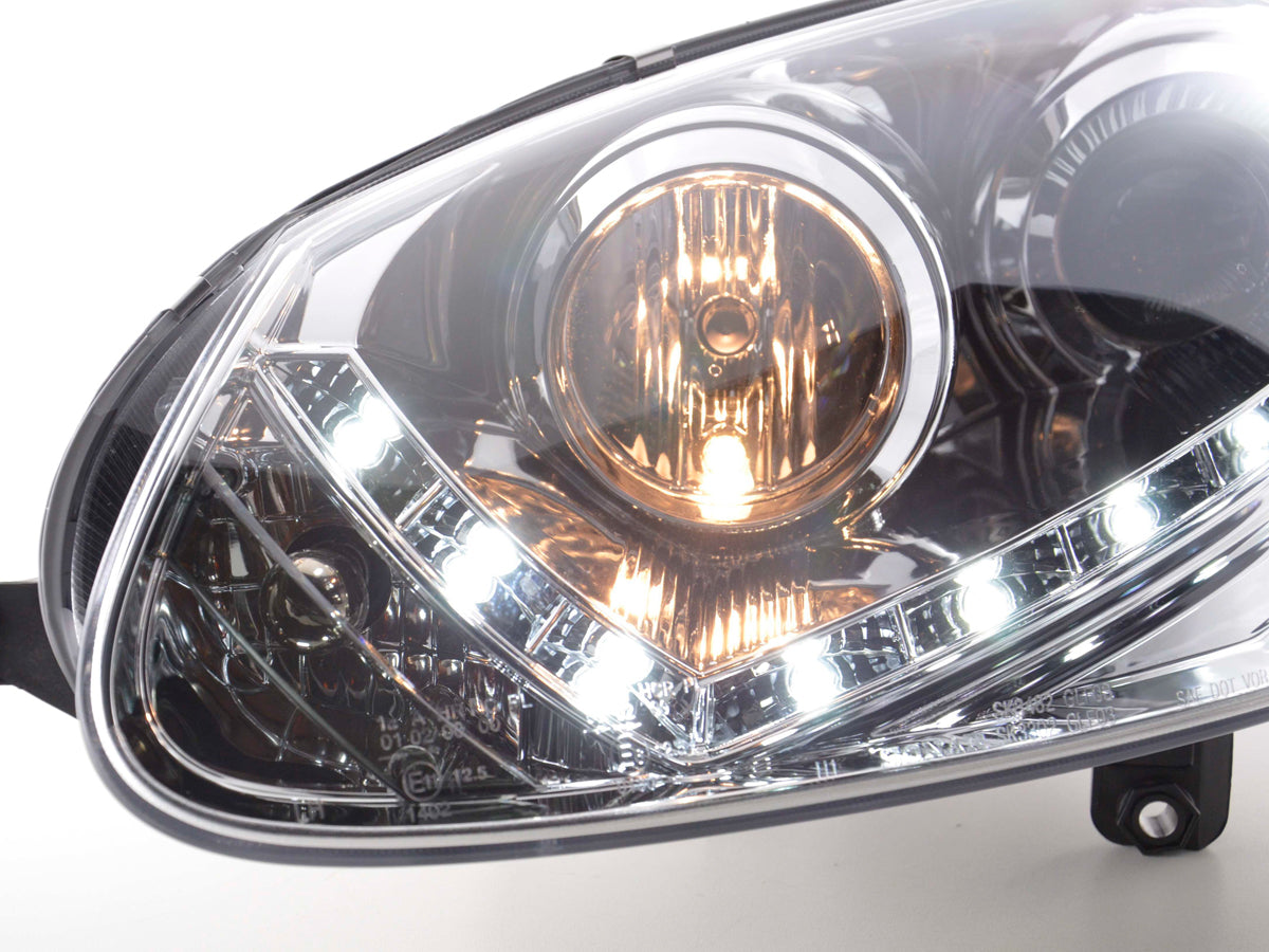 Scheinwerfer Set Daylight LED Tagfahrlicht VW Golf 5 03-08 chrom Scheinwerfer Set Daylight LED Tagfahrlicht VW Golf 5 03-08 chrom